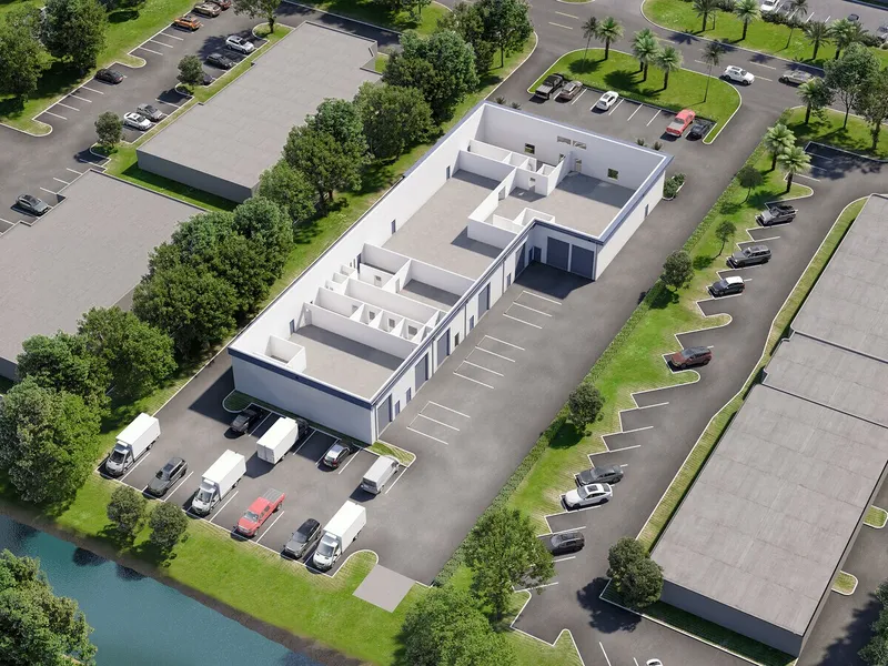 Aerial rendering of the 3611 multi-tenant industrial building in Coral Springs, Florida