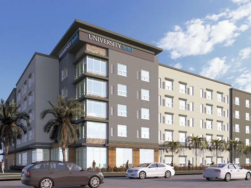 Rendering of the five-story University Hotel in Davie, Florida